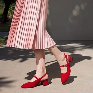 Vivaia Almond-Toe Slingback Mary-Jane Sandals (Juliana)